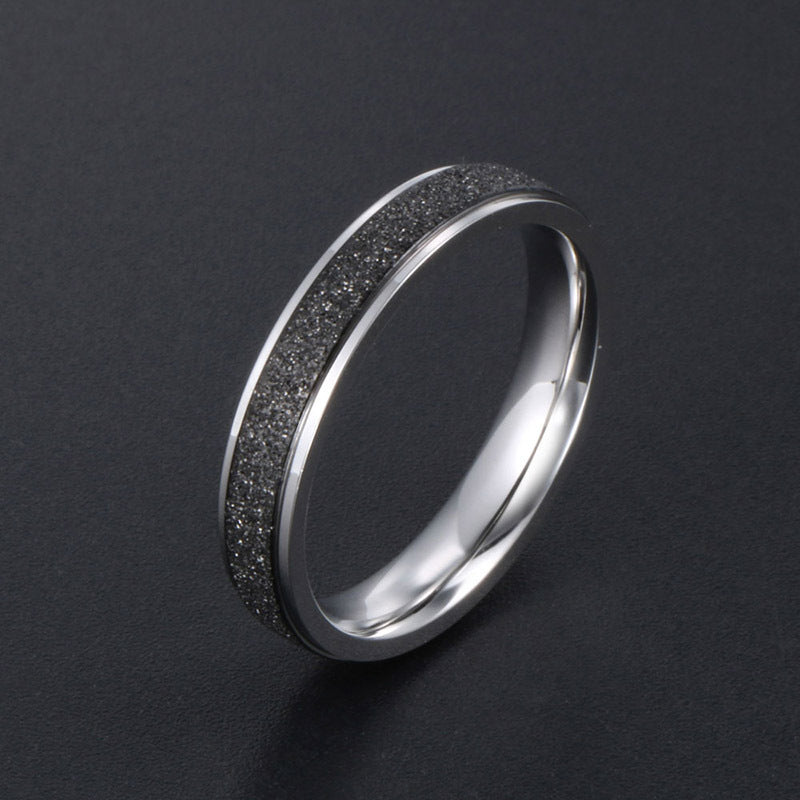 Unisex Titanium Steel Ring Black Frosted Finish 4MM Thick Durable Modern Minimalist Jewelry Band Everyday Wear