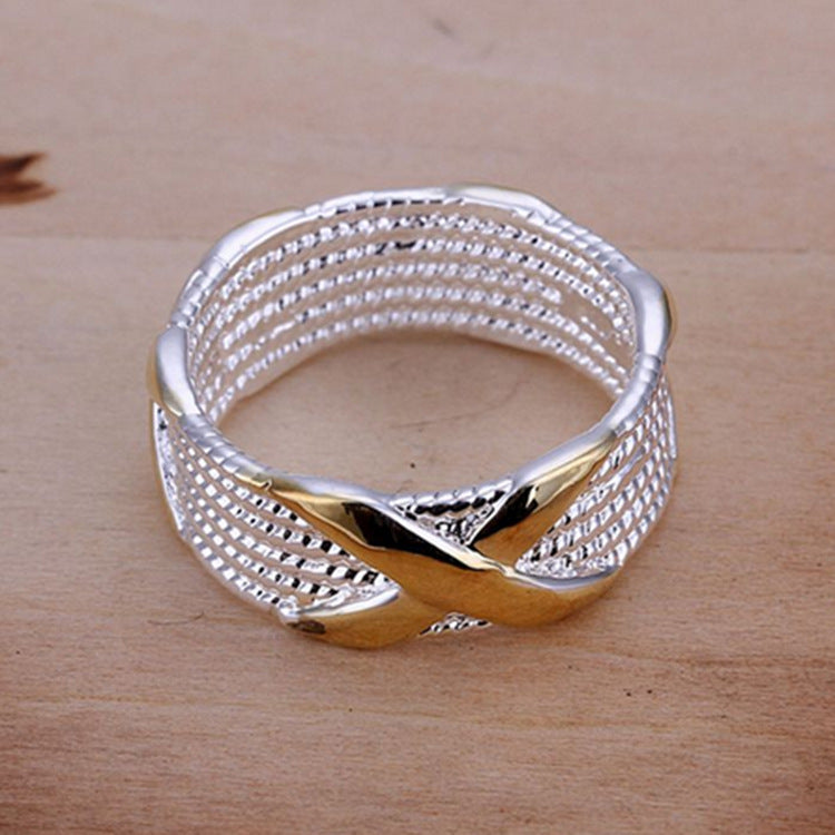 Two Tone X Ring Silver Plated Copper Jewelry For Women European Style Fashion Ring Statement Accessory For Everyday Wear