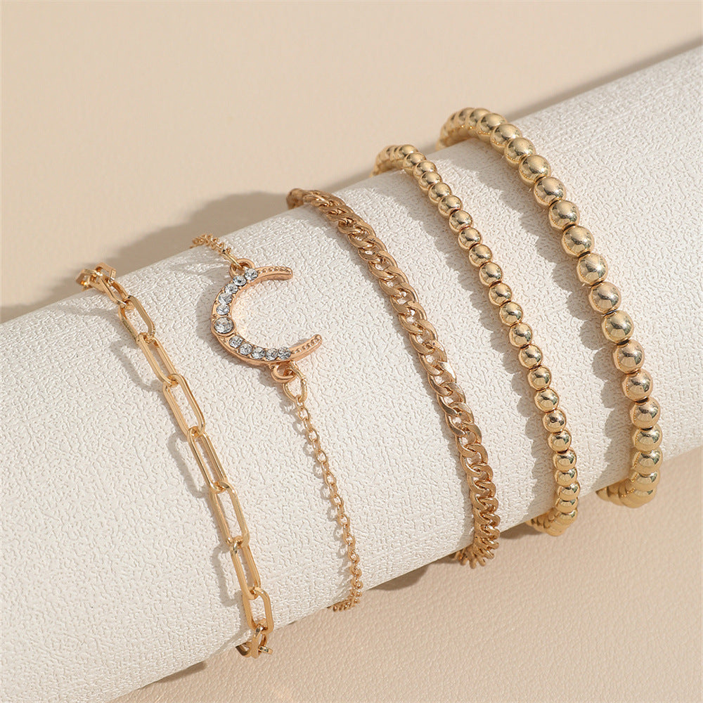 Womens Clip On Bracelets Set Of 5 Alloy Fashion Bracelet Set Diamond Accent Jewelry Gift For Special Occasions