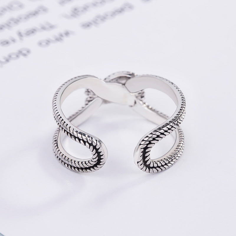 Retro Geometric Copper Ring For Women And Men Adjustable Opening Lightweight Thai Silver Process Fashion Gift Now