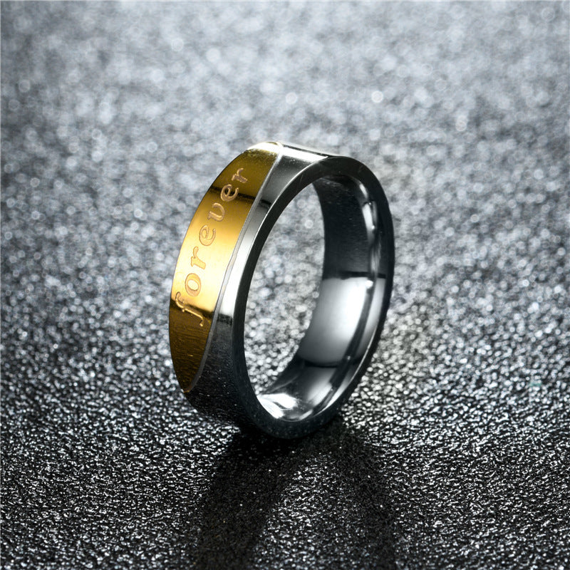 Stainless Steel Couple Rings Flat Gold Tone Set For Men And Women Love Diamond Forever Ring Pair With Elegant Design