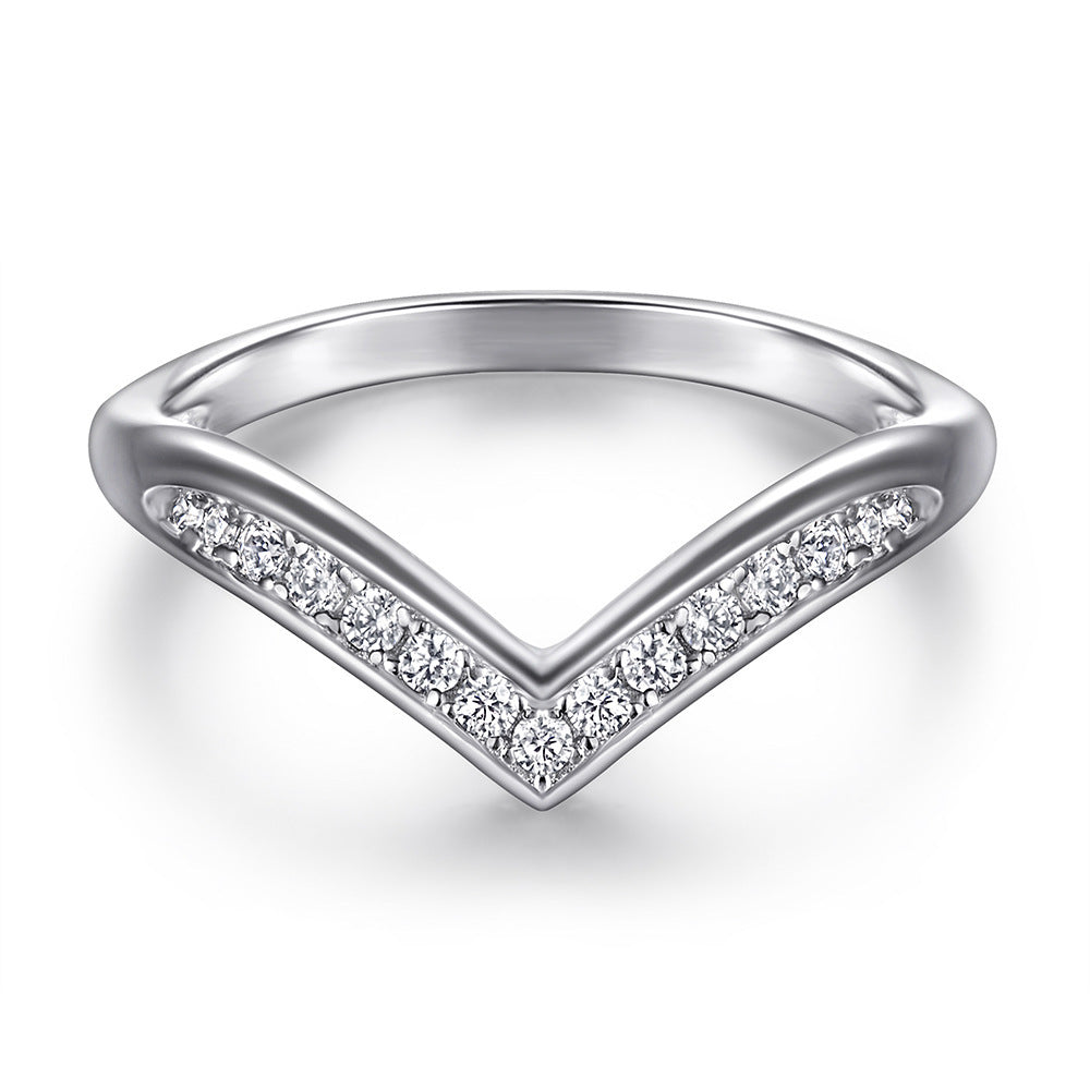 Heart Shaped Women Ring With Simulated Diamond In Sterling Silver Electroplated Silver Tone Of Anniversary Gift