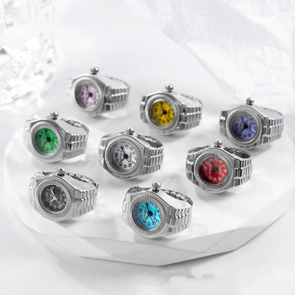 Peach Heart Retro Octagonal Ring Watch With Colorful Surfaces And Square Variants With White Yellow Red Purple