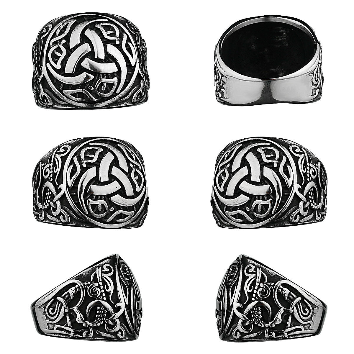 Mens Stainless Steel Geometric Ring Durable Modern Versatile Everyday Wear Bold Statement Fashion Accessory Daily Use