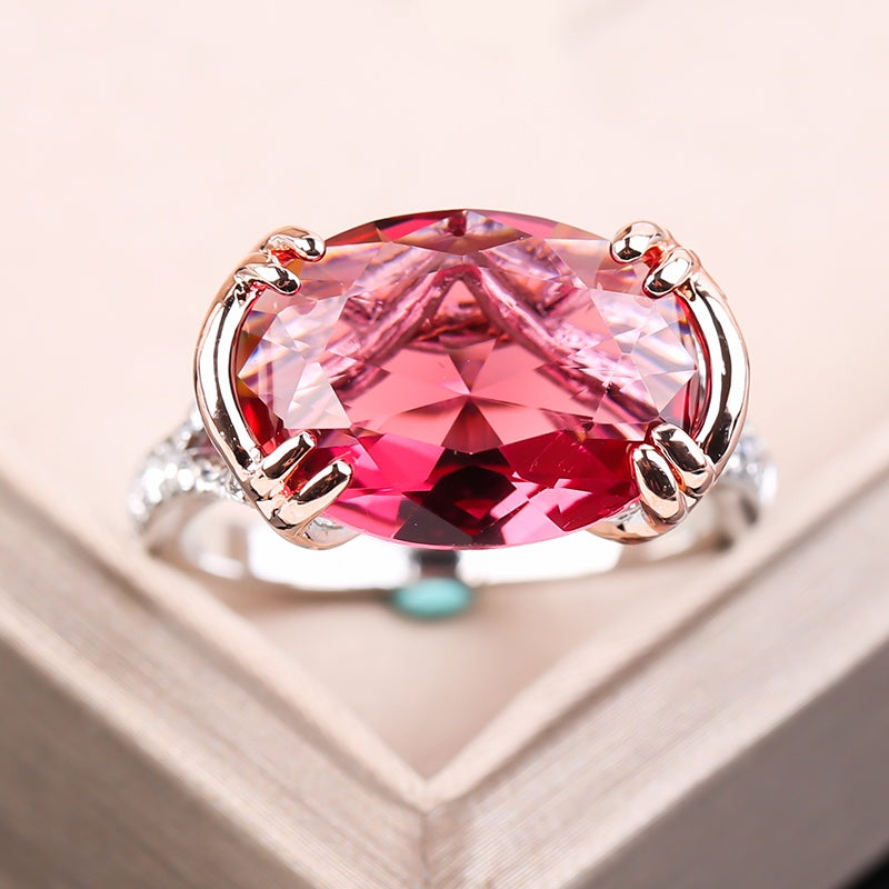 Womens Inlaid Gem Ring Geometric Alloy Jewelry Platinum Finish Gift Birthday Size 6 7 8 9 10 Everyday Sparkles