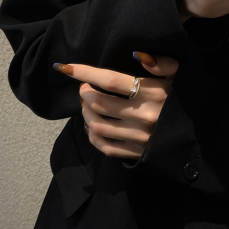 Womens Adjustable Zircon Bow Ring With Elegant Platinum Copper Inlaid Gem Fashion Jewelry For Her Everyday Gem