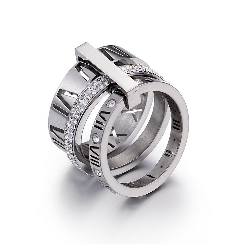 Unisex Roman Numeral Ring Design In Titanium Steel Band Electroplated Trendy Gift For Men And Women Fashion Jewelry