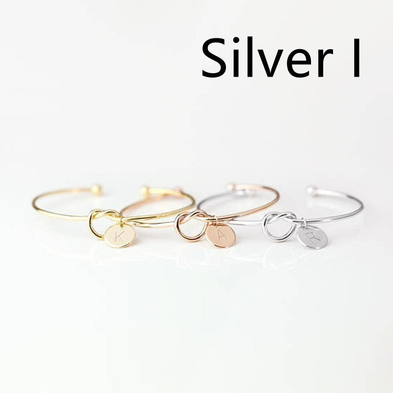 Womens Alloy Letter Bracelet Dead Knot Bangle Jewelry Gold