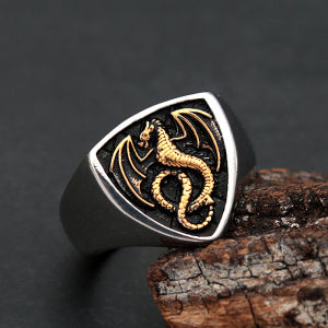 Unisex Dragon Ring Zodiac Fashion Ring Alloy Statement Ring Gold Finish Dragon Jewelry Ring Ring Men And Women