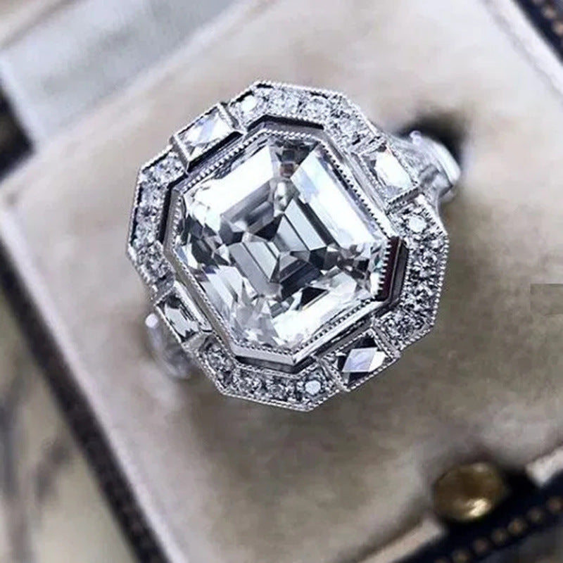 Zircon Ring For Women Fashion Jewelry Copper Silver Inlaid Stone Engagement And Wedding Banquet Timeless Shine