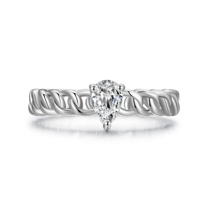 S925 Silver Ring NicheX Design Chain Drop Ring Gold Plated With Artificial GemstonesX Precious Stones DiamondX