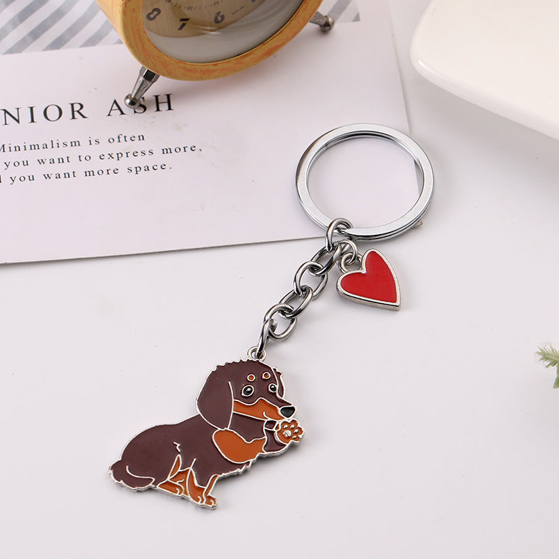 Cute Waving Puppy Dog Keychain Keyring Alloy Metal Charm Car Accessory Fashionable Gift For Dog Lovers For All