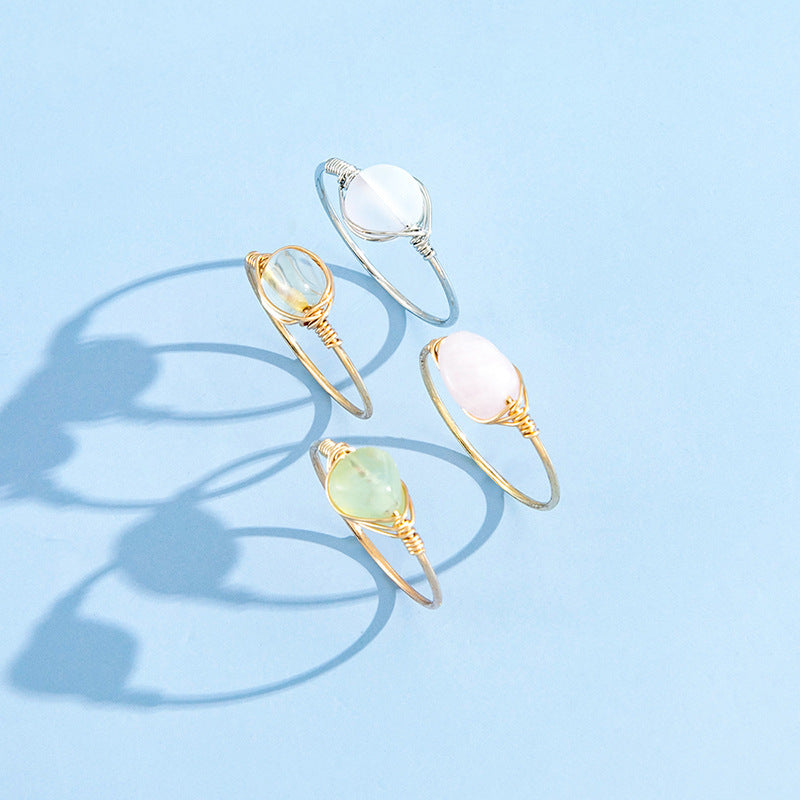 Womens Alloy Ring Set Rhinestones and Artificial Gemstones 4 Piece Jewelry Electroplated Rings For Casual Style