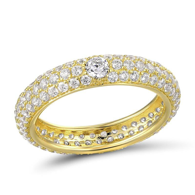 Geometric Ring With Gemstone Inlaid Brass Base Elegant European Style Jewelry For Women Elegant Everyday Shine