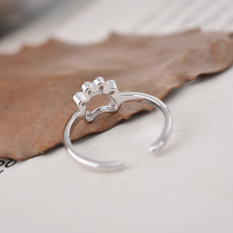 Womens Cartoon Cat Ring Adjustable Open Copper Ring