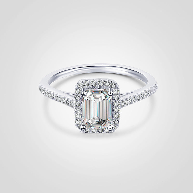 Silver Plated Womens Rectangular Ring With Gold Inlay Wedding And Anniversary Band Sizes 5 6 7 8 Elegant Gift For Her