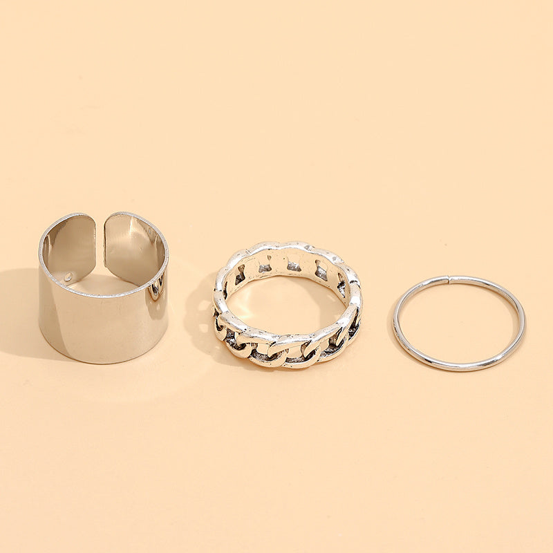 Women Geometric Ring Set Fashion Jewelry Electroplated Irregular Shape Zinc Alloy Metal Rings For Daily Styles