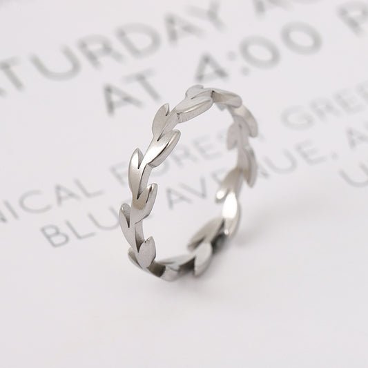 Unisex Stainless Polished Steel Star Ring With Leaves And Trees Design Korean Fashion Jewelry Size 5 6 7 8 9 10