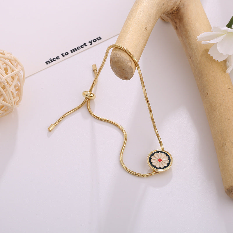 Geometric Alloy Bracelet For Women Adjustable Chain Jewelry Gold Tone Elegant Design Gift For Her Everyday Use