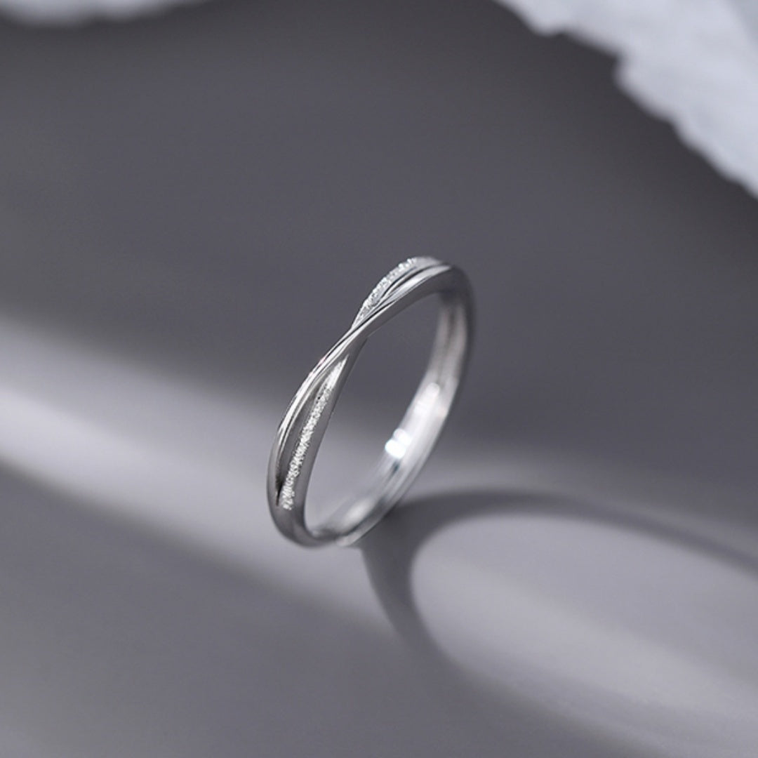 Womens Adjustable S925 Silver Ring Geometric Line Design Korean Style Electroplated Jewelry Stylish Everyday Accessory