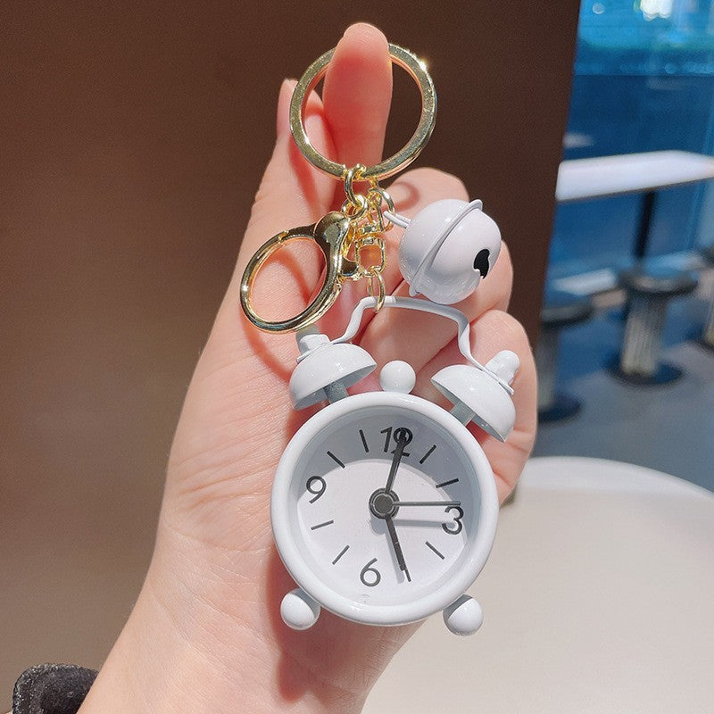 Mini Alarm Clock Keychain Pendant Cute Functional Accessory Zinc Alloy Durable For Handbags And Backpacks Colorful