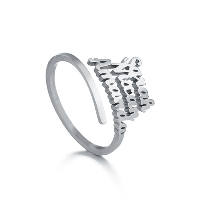 Stainless Steel Personalized Name Rings For Couples Unisex Adjustable Engraved Jewelry For Loved Ones Keepsake