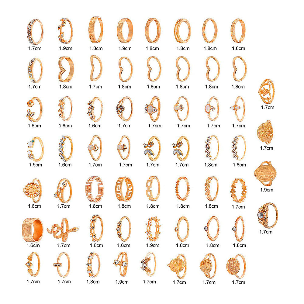 Unisex Fashion Rings Set Retro Portrait Gold Coin Cross Butterfly Pattern Alloy Jewelry Collection Pack Travel