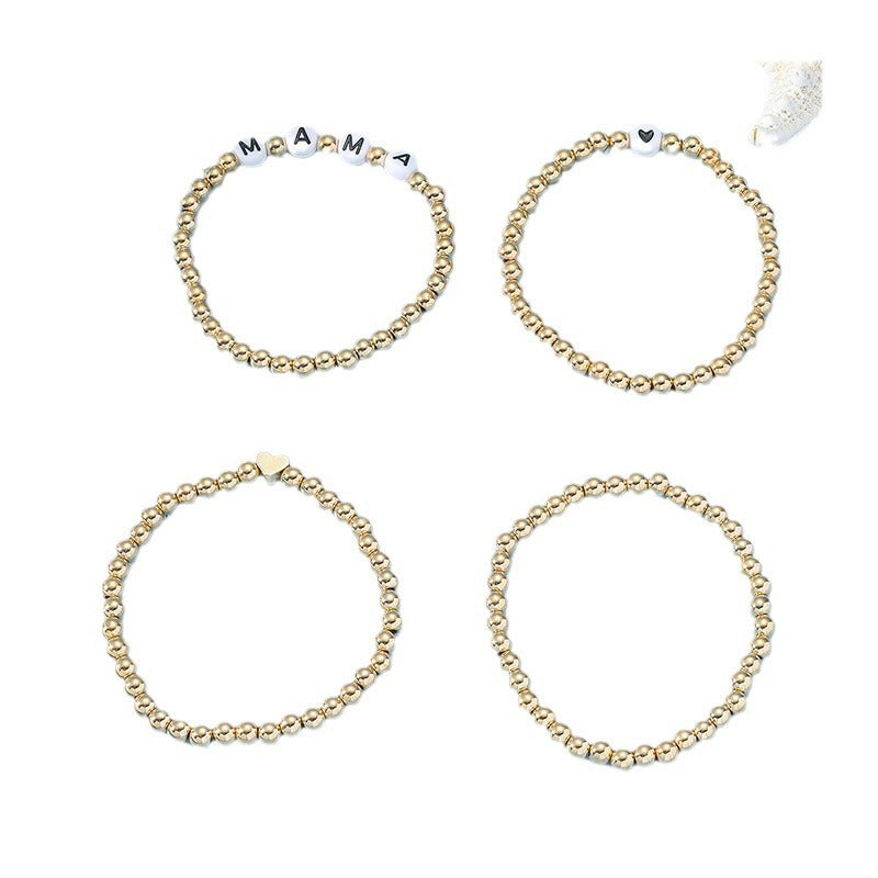 Womens Acrylic Bracelet Set Geometric Round Design Elegant Gold Plated Bracelets 4 Piece Gift For Her Chic Now