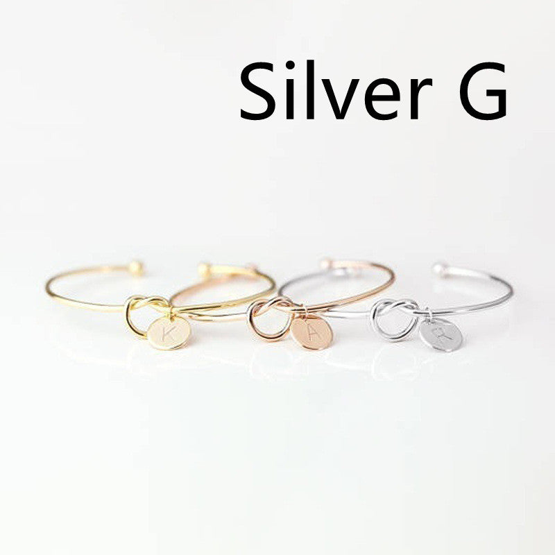 Womens Alloy Letter Bracelet Dead Knot Bangle Jewelry Gold