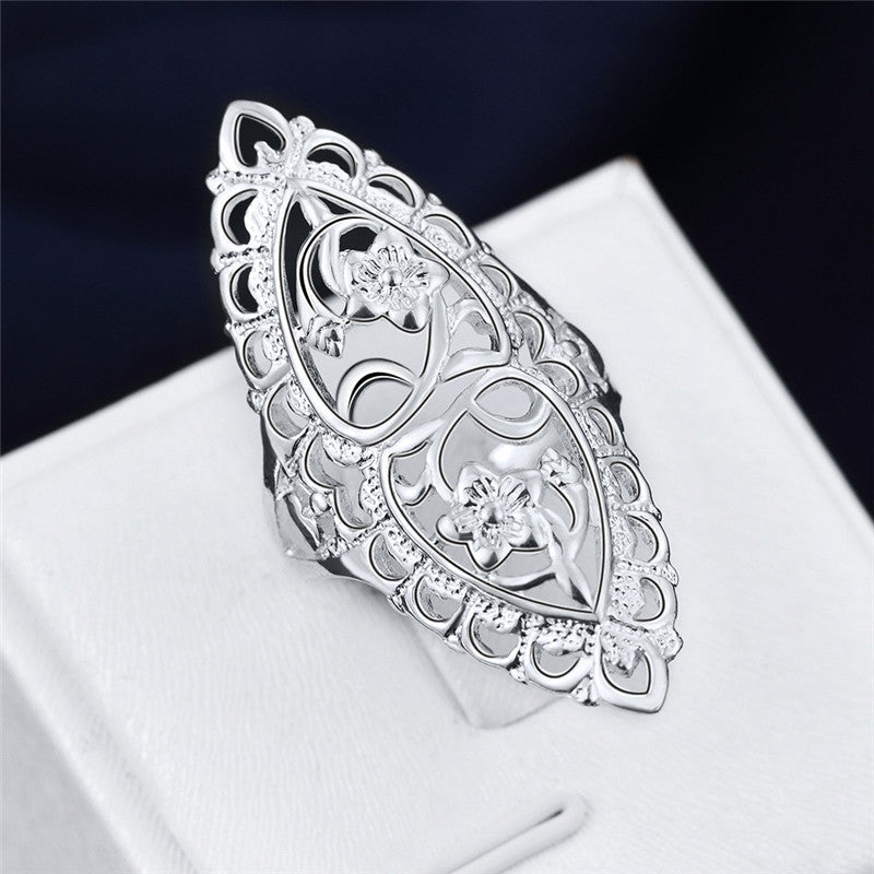 Womens Geometric Ring Vintage Fashion Cutout Ring Electroplated Copper Ring For Women Statement Ring Jewelry