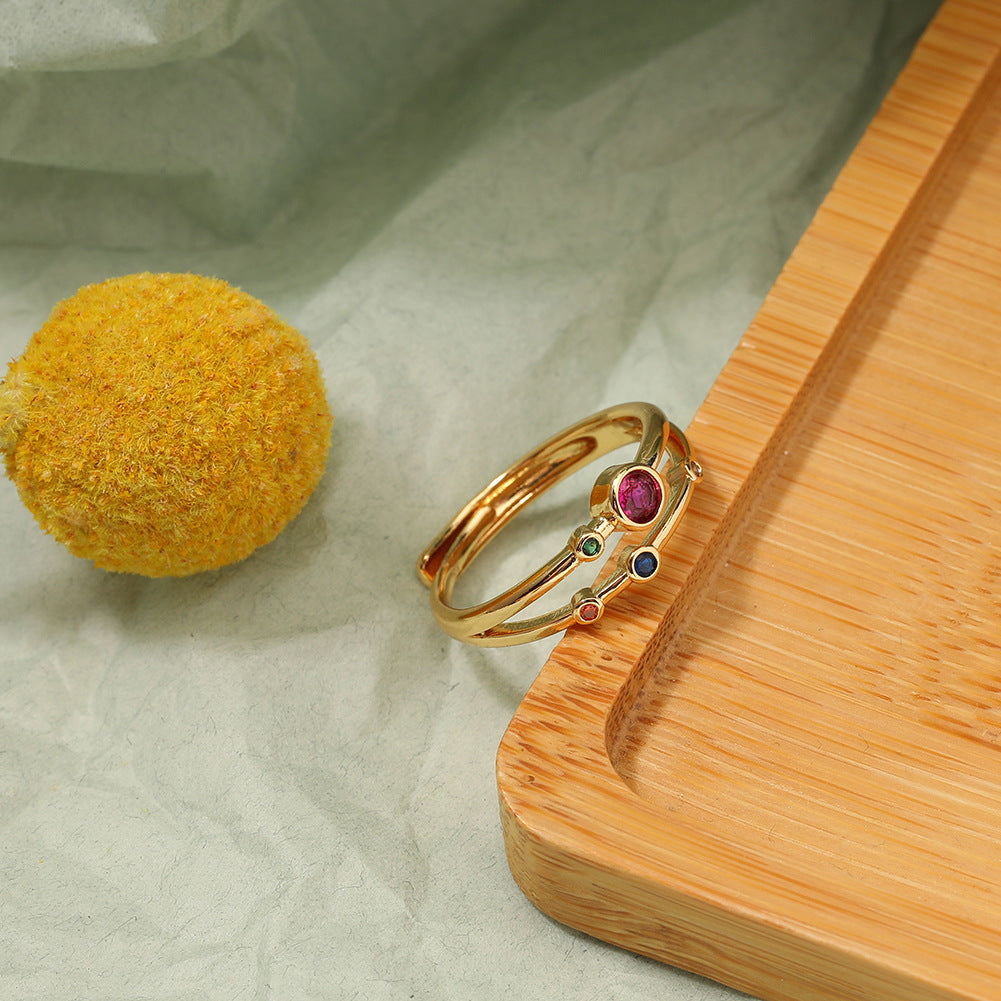 Womens Adjustable Gold Ring Teardrop Design Elegant Fashion Jewelry Copper Ring Electroplated Finish For Everyday