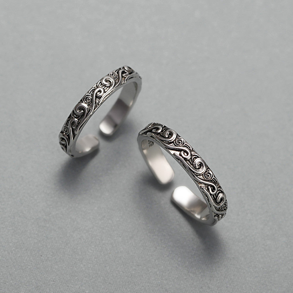 Couple Copper Rings Set Adjustable His Hers Geometric Design With Electroplated Finish Stylish Jewelry Couples