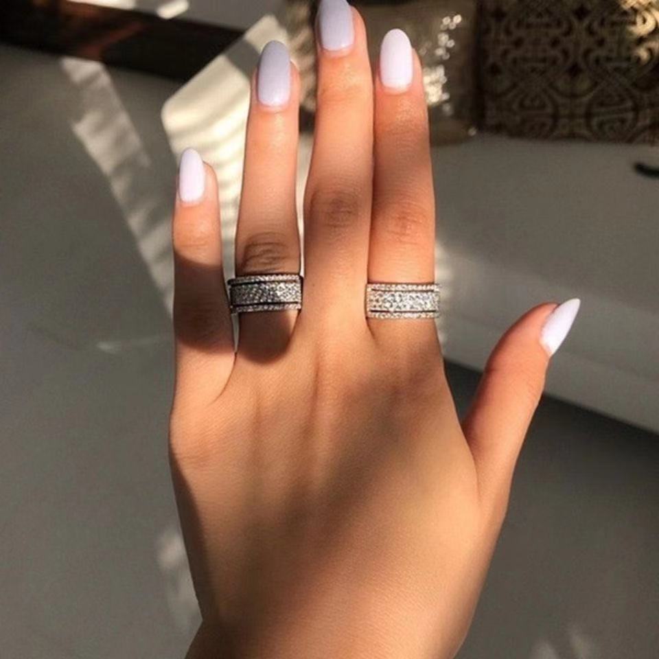 Silver Wide Band Ring Unisex Metal With Inlaid Gems For Engagement Travel Gift Ideal Everyday Jewelry Gift Ready