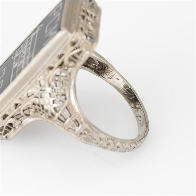 Mens Constellation Ring Black Gold Plated Gemstone Alloy Statement Jewelry Size 8 9 10 11 Diamond Accent Durable