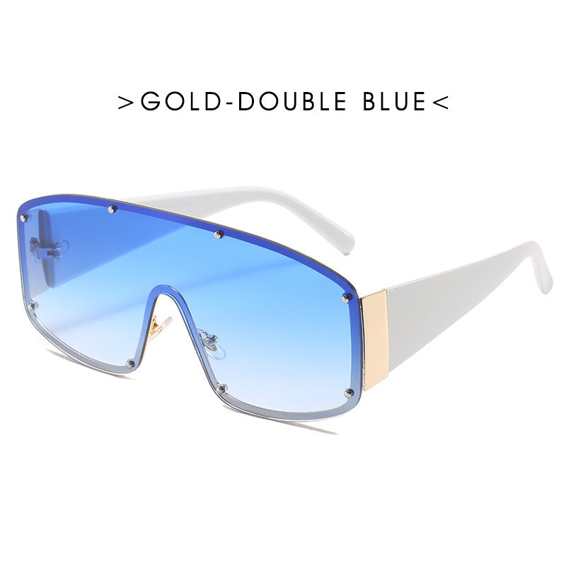 Mens Trendy Sunglasses Large Frame Glasses Single Piece Design With PC Lens Fashion Eyewear 80 Percent Visible