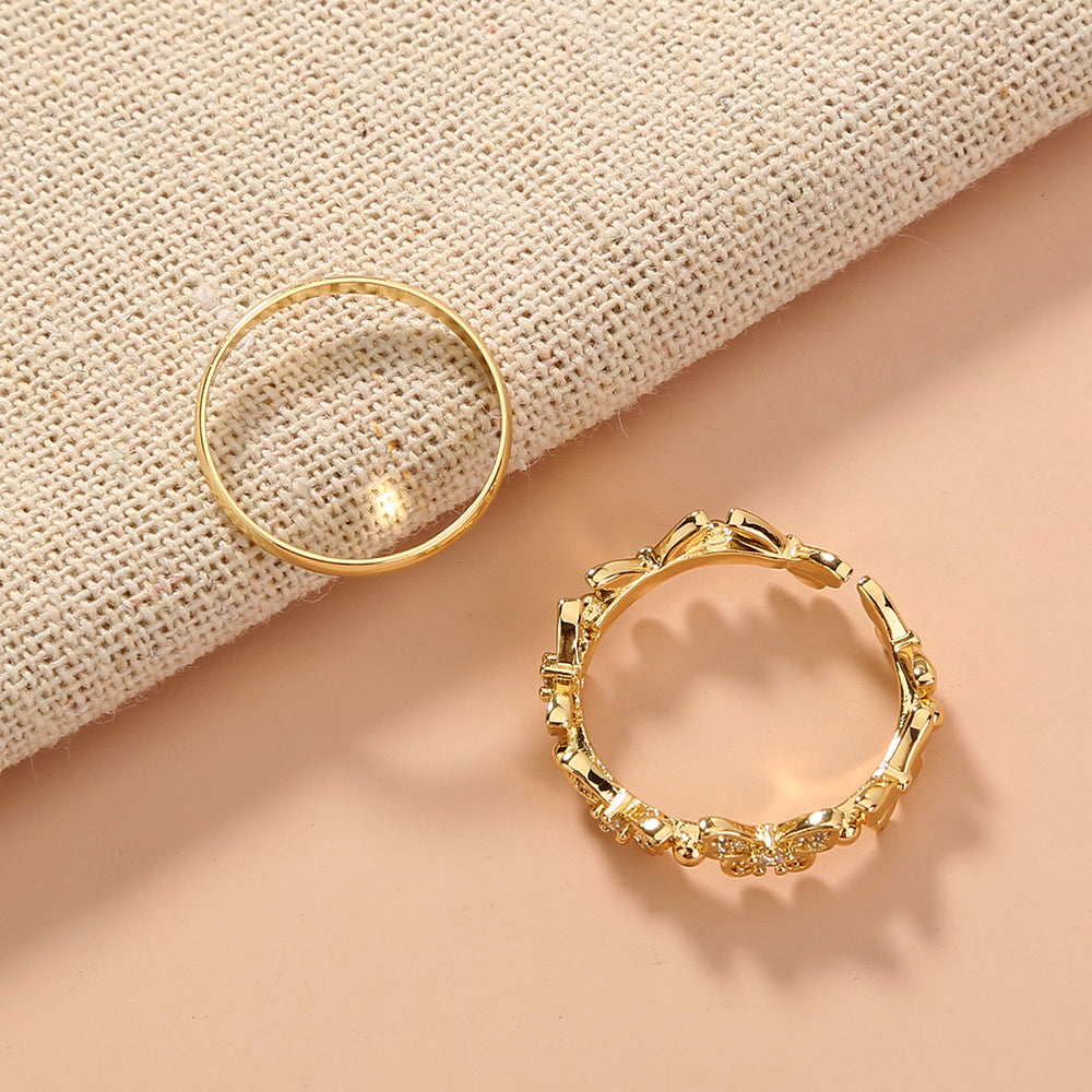 Adjustable Butterfly Ring for Women and Girls Copper Zircon Brass European Style Fashion Jewelry for Daily Use