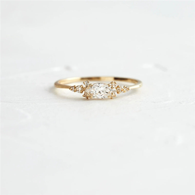 Purple Zircon Geometric Copper Rings Inspired By Japanese Design Electroplated For Women Birthday Gifts Jewelry