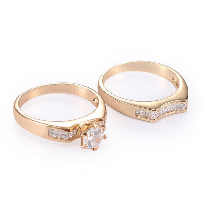 Unisex Titanium Steel Ring Geometric Design Diamond Studded Ring Fashion Jewelry Band Ring Set Simple Ring for Men and Women Couple Rings Two Pieces