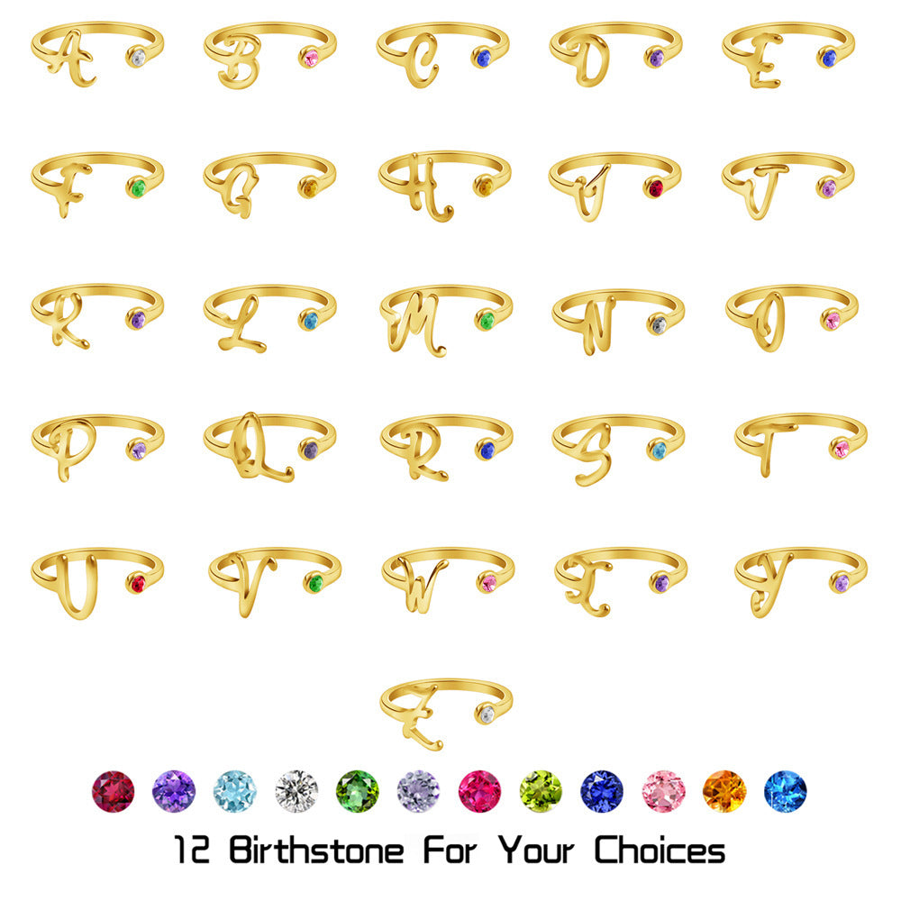 Womens Stainless Steel Initial Letter Ring With Diamond Accent Personalized Fashion Jewelry In Many Colors Now