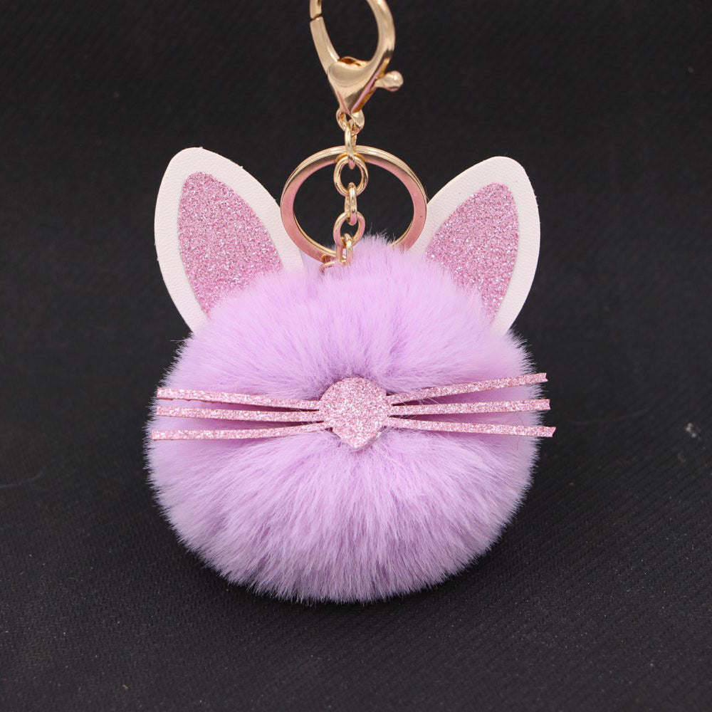 Plush Kitten Keychain Cute Cat Pendant Alloy Key Ring Women Adorable Bag Charm Accessory Trendy Gift Ideas Cat