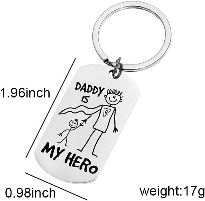 Daddy Is My Hero Keychain Stainless Steel Key Holder Cartoon Design Family Gift For Friends For Family Friends