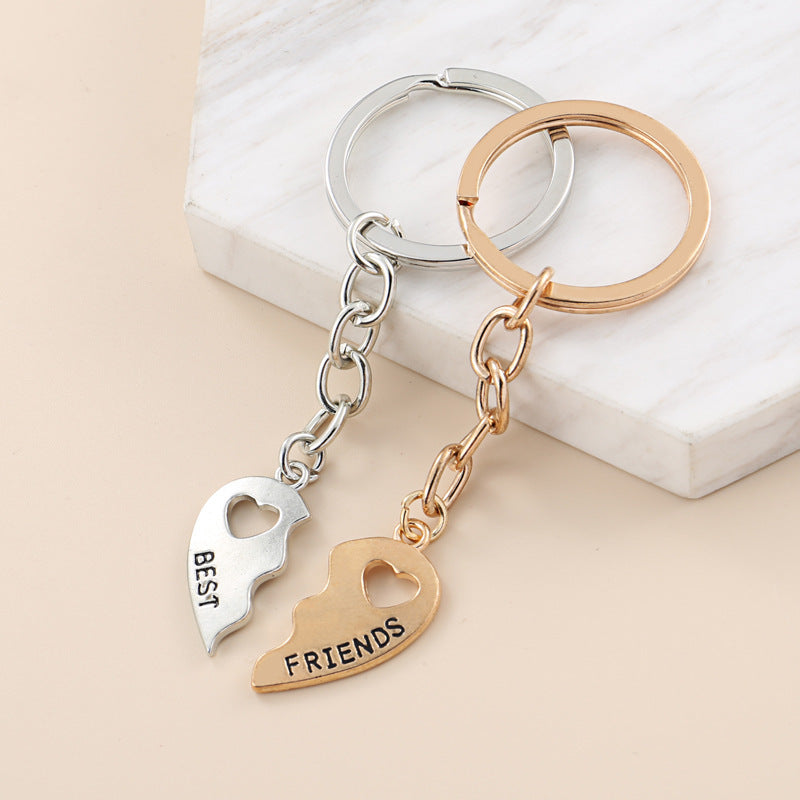 Couple Keychain Puzzle Metal Keychains With Letters Hollow Design Geometric Matching Rings For Pairs Gift For Couples