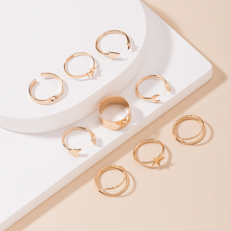 Womens Gold Plated Ring Geometric Metal Fashion Ring Electroplated Alloy Jewelry European American Design Gift Festival