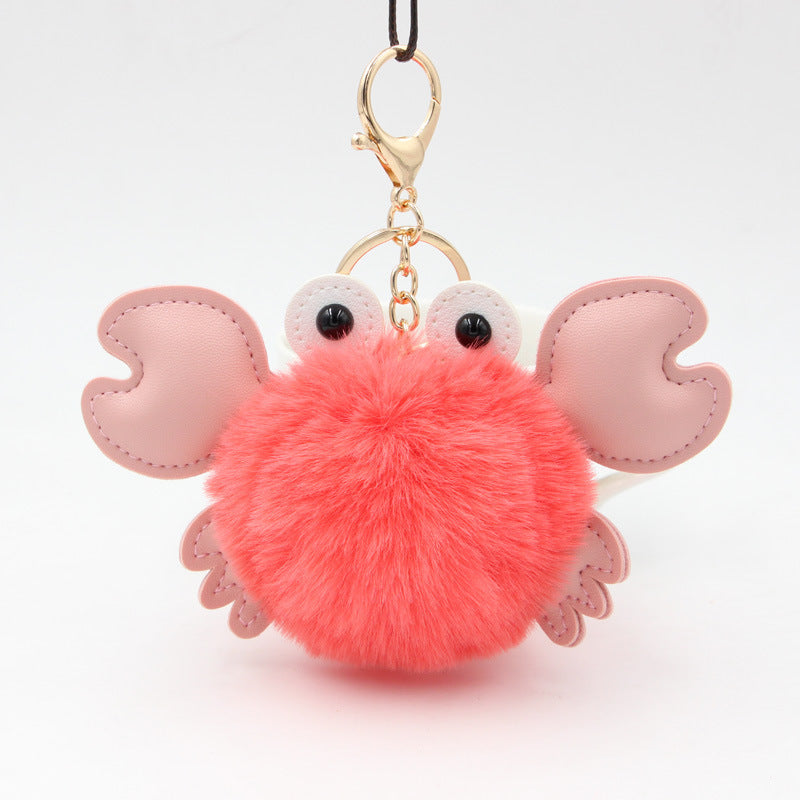 Crab Keychain Adorable Cartoon Crab Pendant Sewn Faux Leather Accessory Cute Crab Design Perfect Gift Great Gift