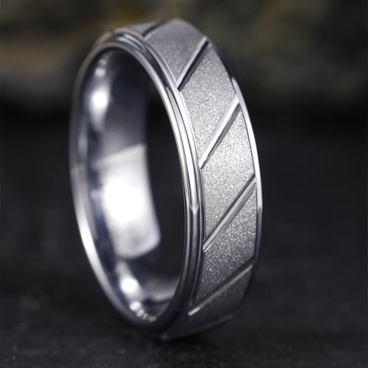 Frosted Tungsten Ring 7mm Wide Band 2.1mm Thick Unisex Jewelry Gold For Everyday Wear And Gift For Him Or Her