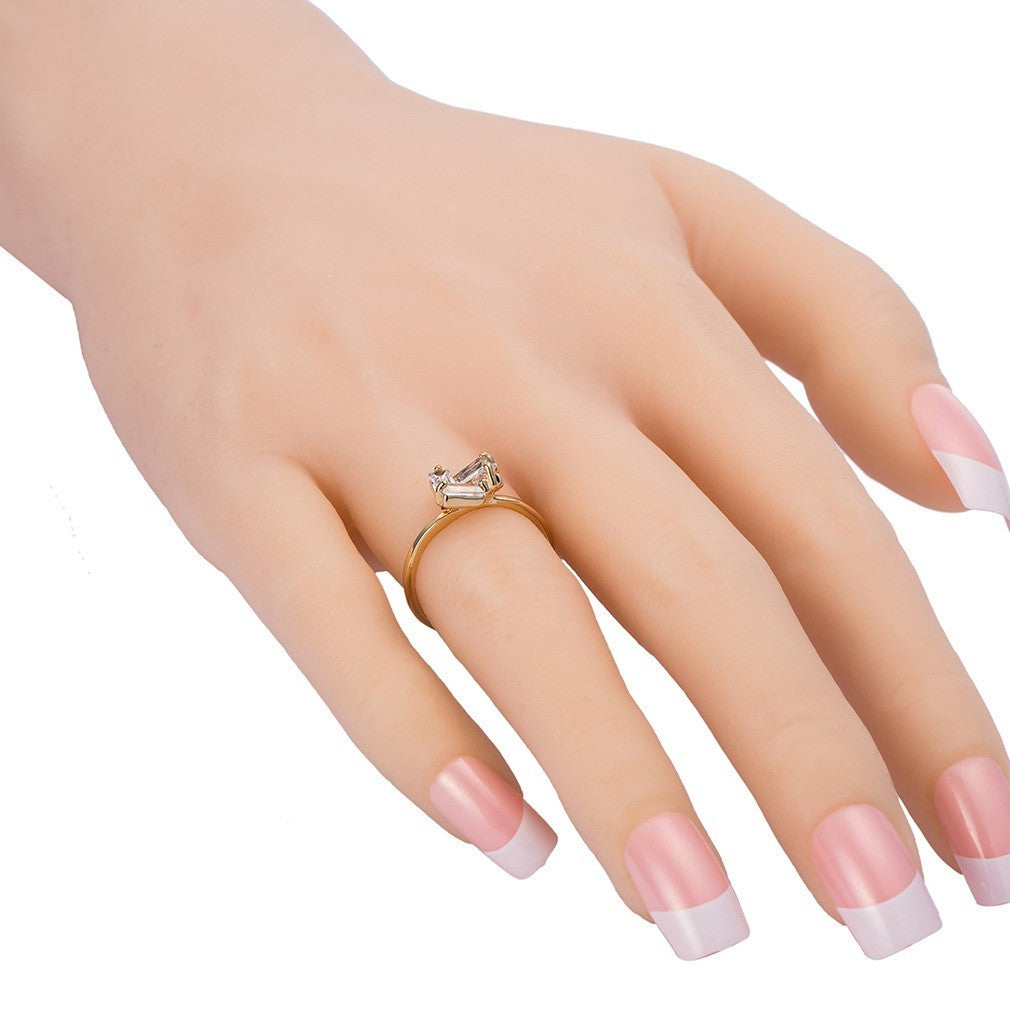 Gold Plated Zircon Ring Electroplated Copper Banding Jewelry For Everyday Wear With New Sparkling White Zircon