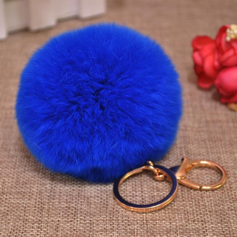 Rabbit Fur Ball Keychain Adorable Animal Key Chain Accessory Perfect Gift for Women Teens and Girls Fluffy Keyring