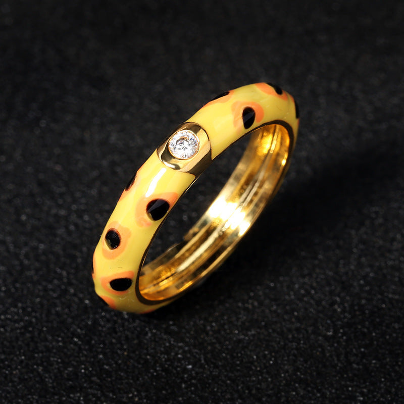 Gold Plated Oil Drip Ring With White Copper Inlay And Gemstone Accents Sizes 6 7 8 9 10 For Women And Men Everyday Wear