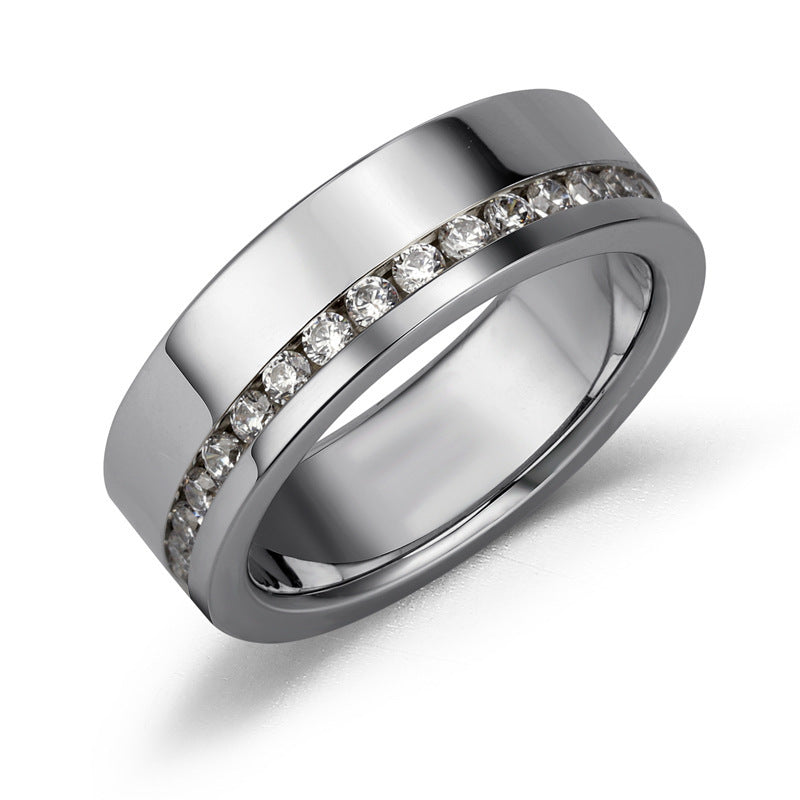 Men's Titanium Steel Ring Embossed Alphabet Number Text Band European And American Fashion Simple Electroplated Ring For Him Gift