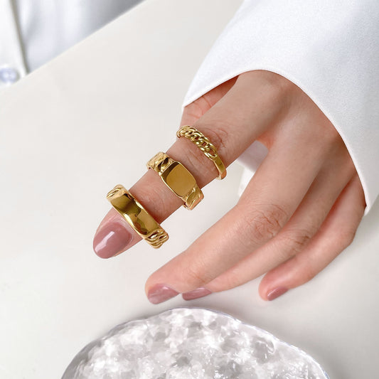 Womens Geometric Ring Titanium Steel Electroplated Jewelry Gift For Her Size 6 7 8 Modern Fashion Symbolic Pop